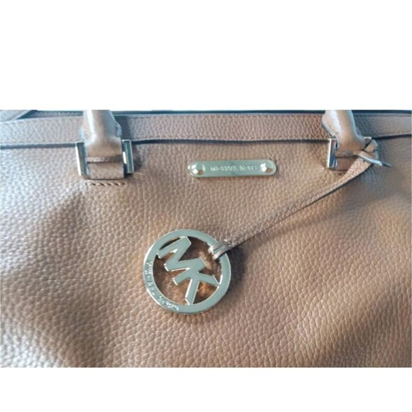 Michael Kors Collins Leather Satchel Handbag Travel Brown Medium Size - Picture 8 of 11